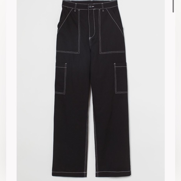H&M Black Canvas Cargo Pants - Picture 1 of 3